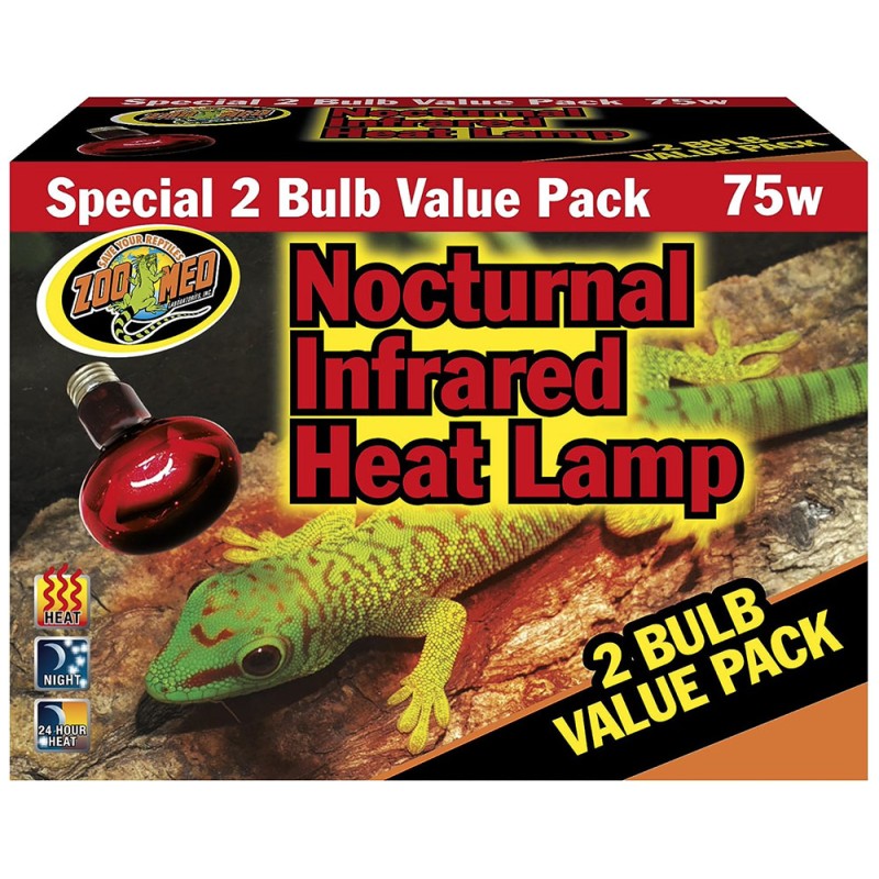 Zoo Med Nocturnal Infrared Heat Lamp - VALUE PACK - 75w